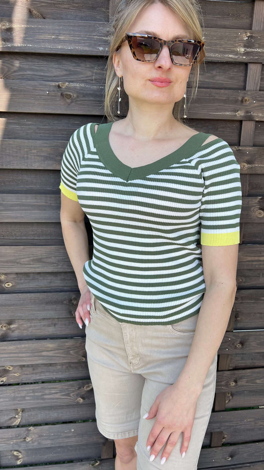 Gestreiftes verkürztes T-Shirt "MICHELLE"